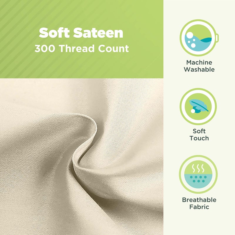 Bean Products Cotton Neck Roll Pillowcase - Hypoallergenic and Smooth Natural Fabric Pillow Protector - Soft and Breathable Sateen Weave Pillow Cover with Enclosed Sleeve Design - Made in USA - Natural, 6" x 16" - Image 3